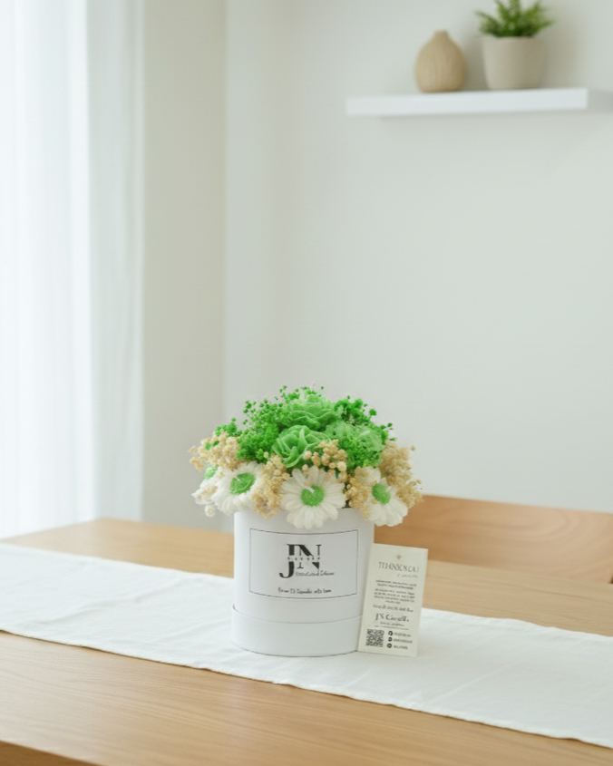 Giỏ Hoa Nến Thơm Hộp Trụ Handmade JN CANDLE - 300g - Sắc Màu Ngọt Ngào, Hương Thơm Dịu Nhẹ 30 Gemini Generated Image d1q1gyd1q1gyd1q1