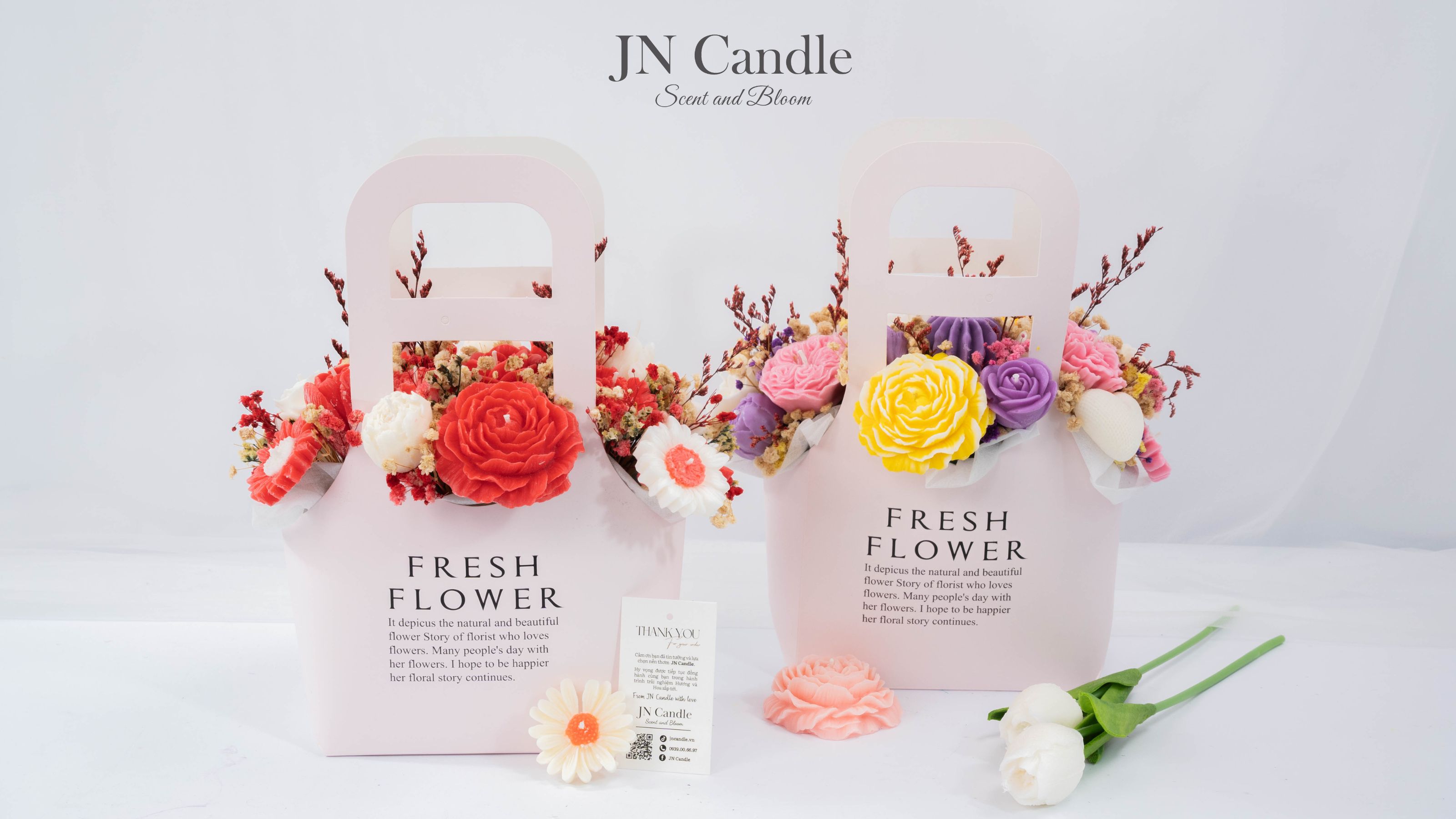 Giỏ hoa nến thơm chúc mừng 20/10