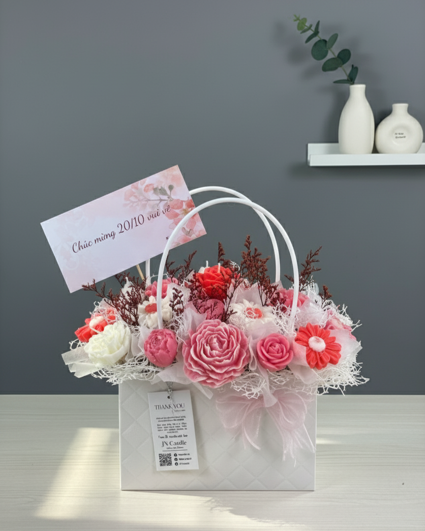Giỏ Hoa Nến Thơm Handmade JUST JN CANDLE - Quà Cho Người Thân Yêu, Bạn Bè & Đồng Nghiệp 43 Gemini Generated Image 8ln2048ln2048ln2