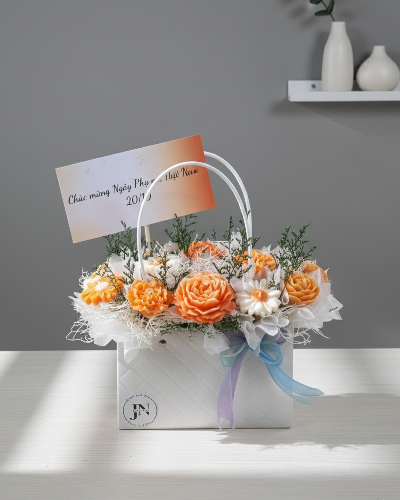 Giỏ Hoa Nến Thơm Handmade JUST JN CANDLE - Quà Cho Người Thân Yêu, Bạn Bè & Đồng Nghiệp 46 Gemini Generated Image bloplmbloplmblop