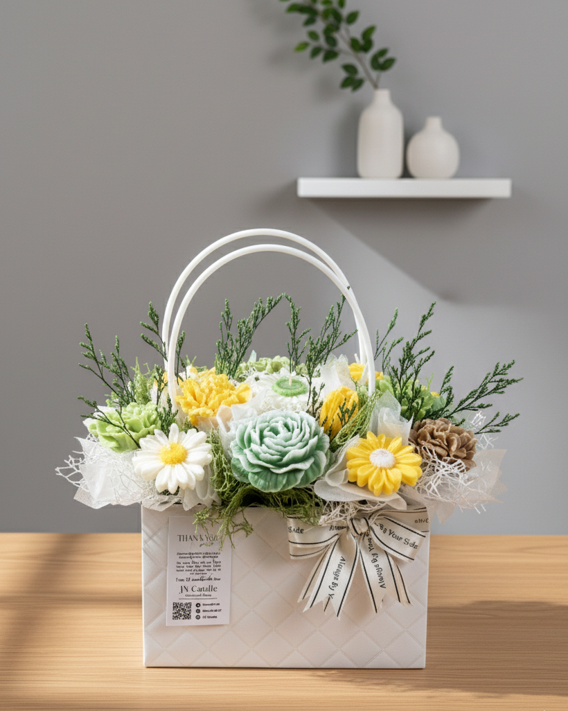 Giỏ Hoa Nến Thơm Handmade JUST JN CANDLE - Quà Cho Người Thân Yêu, Bạn Bè & Đồng Nghiệp 50 Gemini Generated Image k73em3k73em3k73e