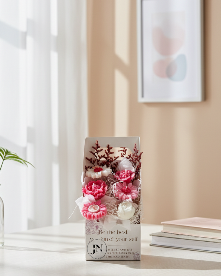 Giỏ Hoa Nến Thơm Hộp Love Handmade JN CANDLE- Sang Trọng, Tinh Tế, Thơm Ngát 50 Gemini Generated Image ldpvgildpvgildpv