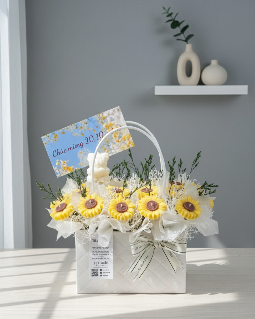Giỏ Hoa Nến Thơm Handmade JUST JN CANDLE - Quà Cho Người Thân Yêu, Bạn Bè & Đồng Nghiệp 52 Gemini Generated Image nh8w7pnh8w7pnh8w